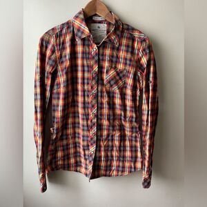 𝅺MAISON Scotch & Soda plaid Western Shirt pearl snap size 2
